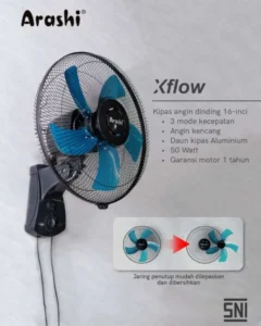 Kipas Dinding Arashi Xflow dengan Daya Listrik 50 Watt