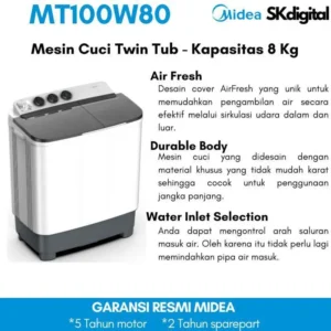 Mesin Cuci Midea MT100W80